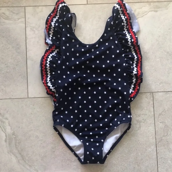 Janie and Jack Navy Star One Piece Swimsuit - Picture 1 of 6